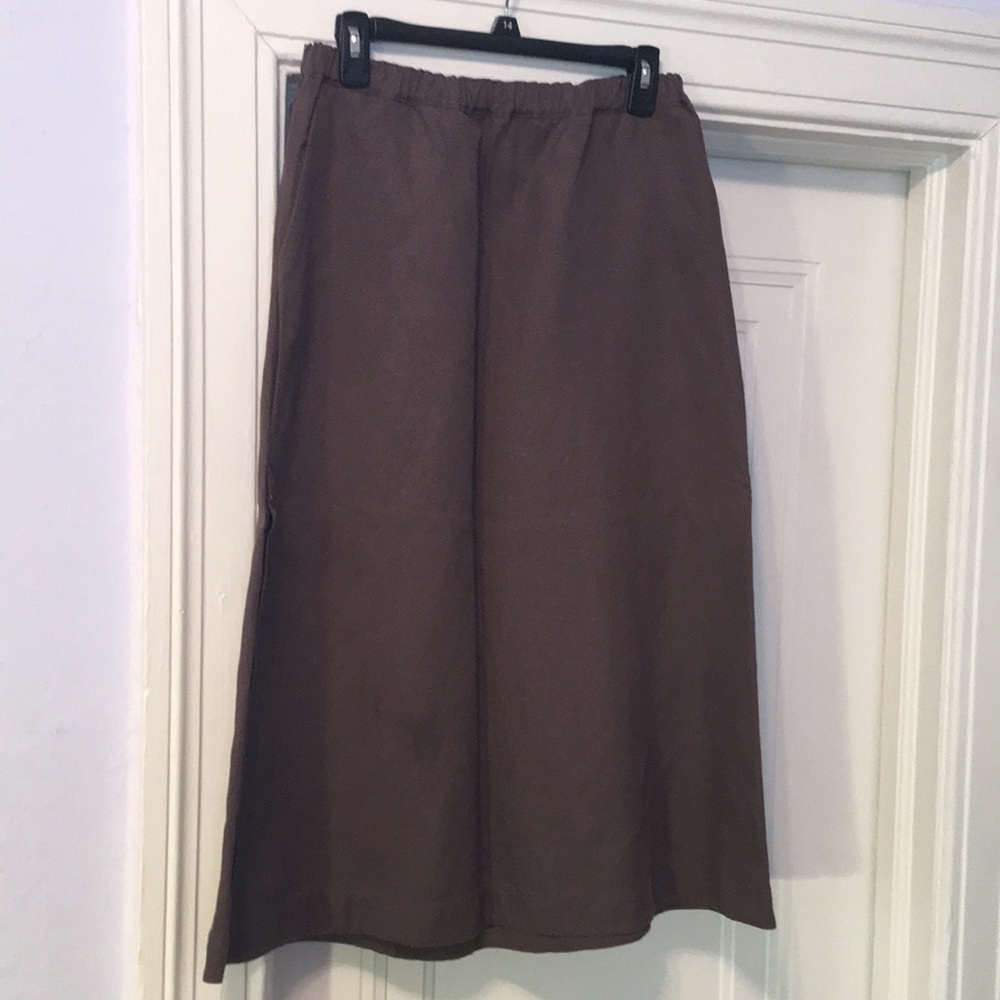 Eileen Fisher A line skirt sz S Snaps Side Slits Elastic Waist